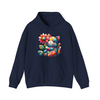 Colorful Floral Cat Hoodie — Cute Rainbow Cat with Flower Graphic