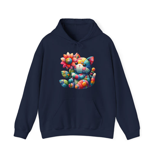 Colorful Floral Cat Hoodie — Cute Rainbow Cat with Flower Graphic
