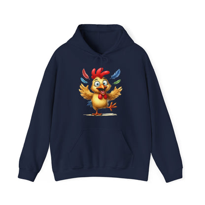 Cute Dancing Chicken Hoodie – Colorful Rooster Cartoon Pullover