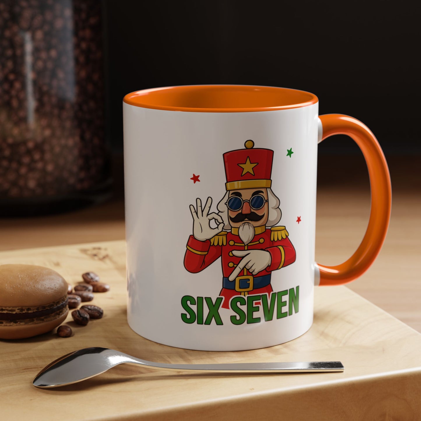 Six Seven Nutcracker Coffee Mug — Holiday Military Band Graphic Accent Mug (11/15oz)