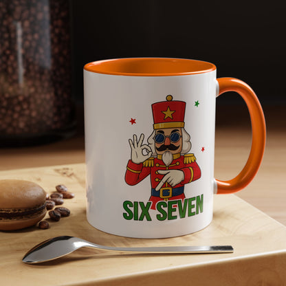 Six Seven Nutcracker Coffee Mug — Holiday Military Band Graphic Accent Mug (11/15oz)