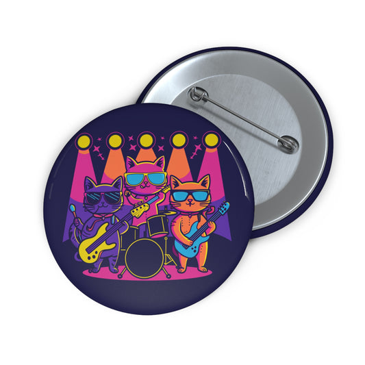 Rock Band Cats Pin Button – Retro Cat Music Badge
