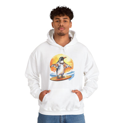Surfing Penguin Hoodie — Cute Surfboard Penguin Sunset Pullover