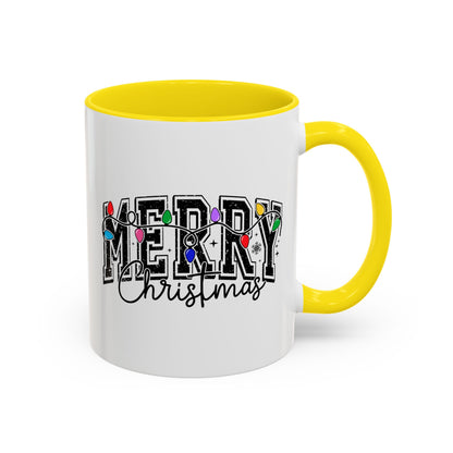Merry Christmas Accent Coffee Mug – Holiday Lights Festive Ceramic Mug (11/15 oz)