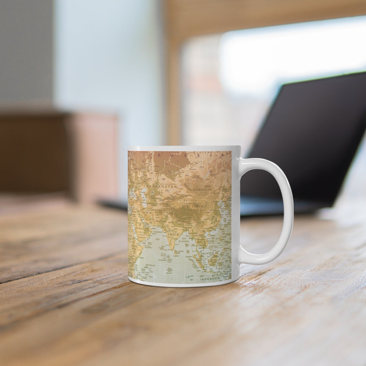 Pastel World Map Mug Soft Neutral Geography Coffee Mug