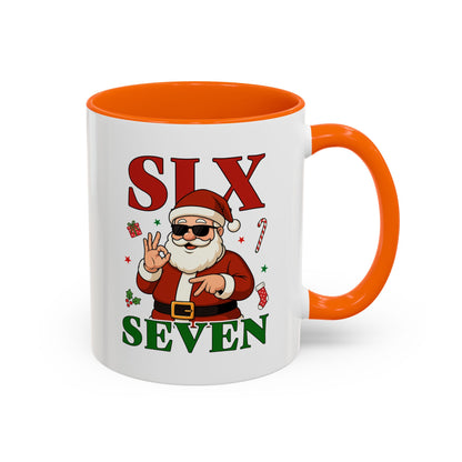 Accent Coffee Mug — 'SLX SEVEN' Cool Santa Christmas Mug (11/15oz)