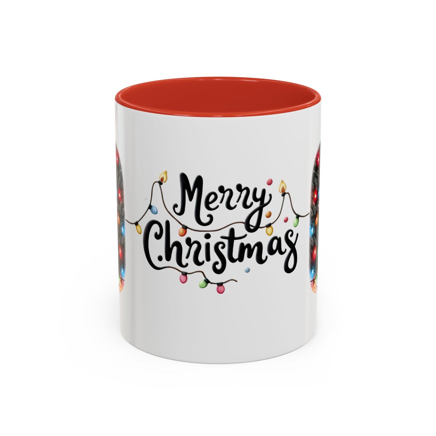Merry Christmas Cat Mug – Cute Black Cat with Christmas Lights – Holiday Coffee Cup Gift for Cat Lovers