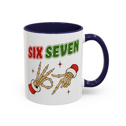 Six Seven Holiday Accent Coffee Mug — Festive Skeleton Hand Christmas New Year Gift (11/15oz)