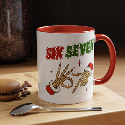 Six Seven Holiday Accent Coffee Mug — Festive Skeleton Hand Christmas New Year Gift (11/15oz)