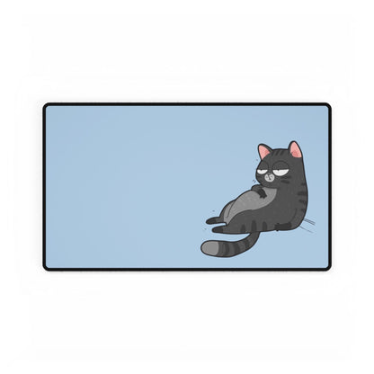 Lazy Cat Desk Mat — Cute Blue Gaming & Office Mouse Pad