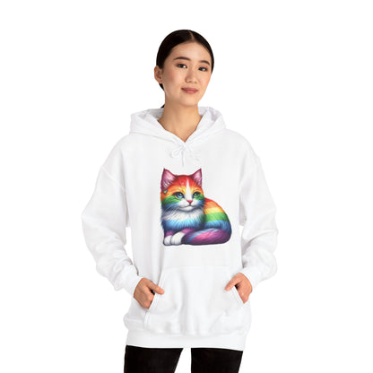 Rainbow Cat Hoodie — Colorful Pride Kitten Pullover
