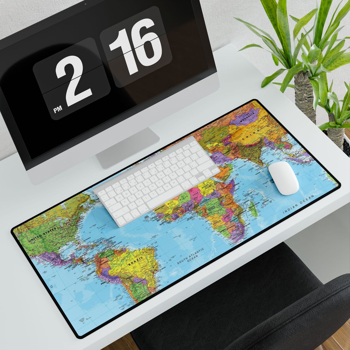 World Map Desk Mat — Large Travel-Themed Mousepad for Office & Study