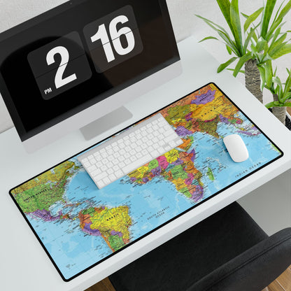 World Map Desk Mat — Large Travel-Themed Mousepad for Office & Study