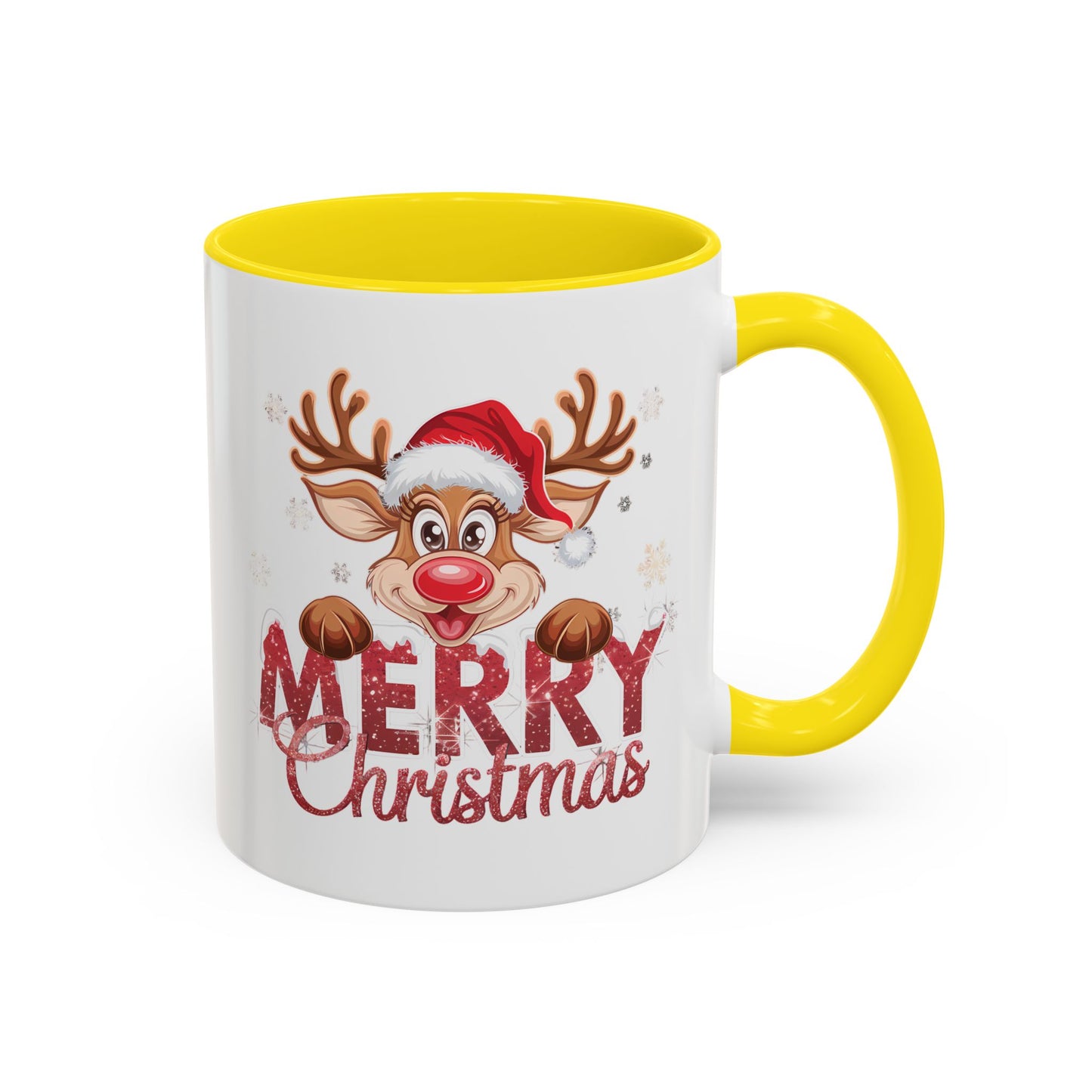 Merry Christmas Reindeer Accent Coffee Mug — Festive Holiday 11/15oz
