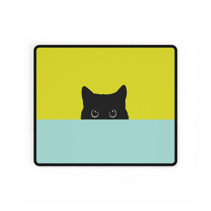 Cat Peek Desk Mat — Cute Black Cat Mouse Pad for Office & Home