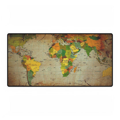 Vintage World Map Desk Mat — Large Travel-Themed Mousepad & Desk Protector
