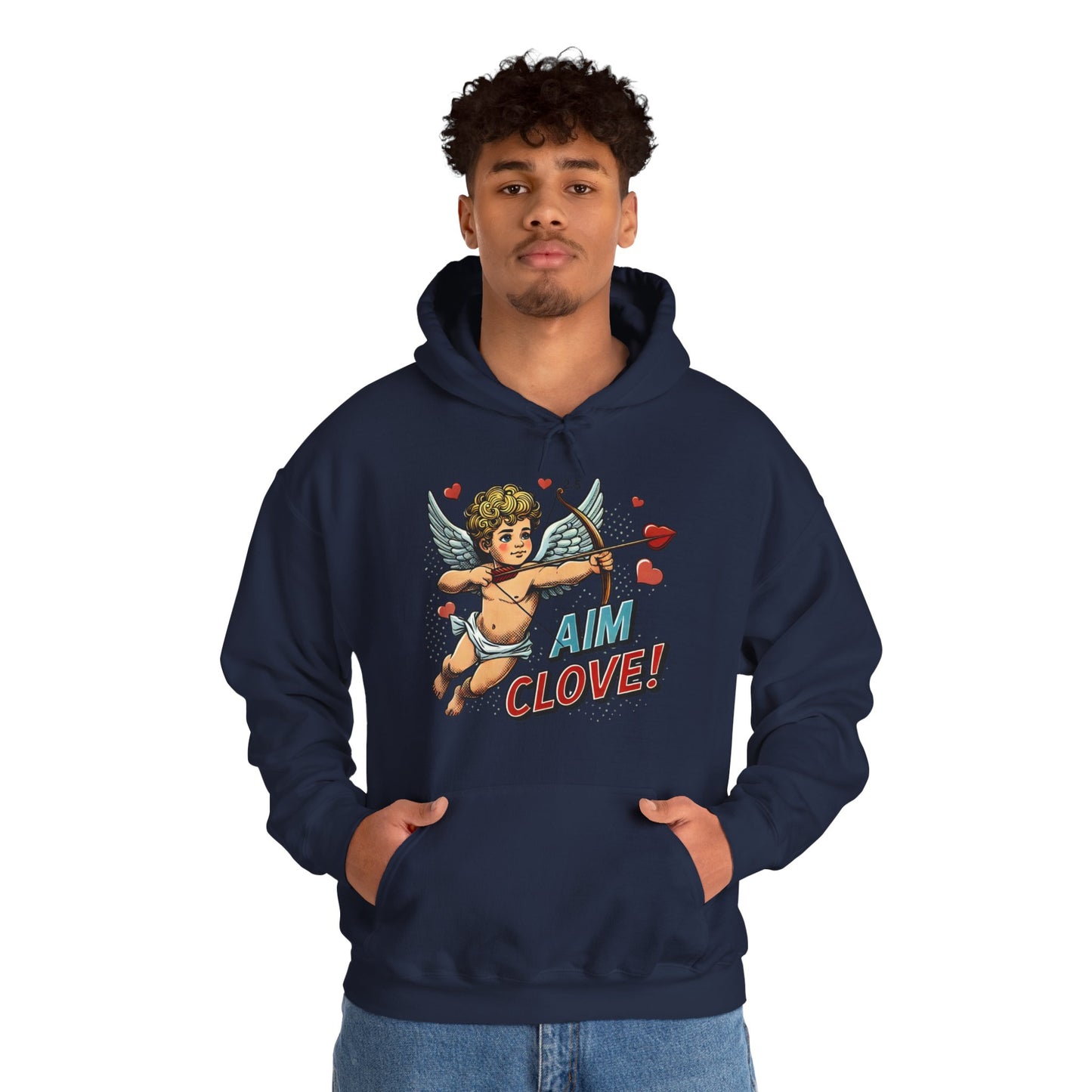 Cupid Graphic Hoodie - 'Aim Clove!' Vintage Valentine Cherub Sweatshirt