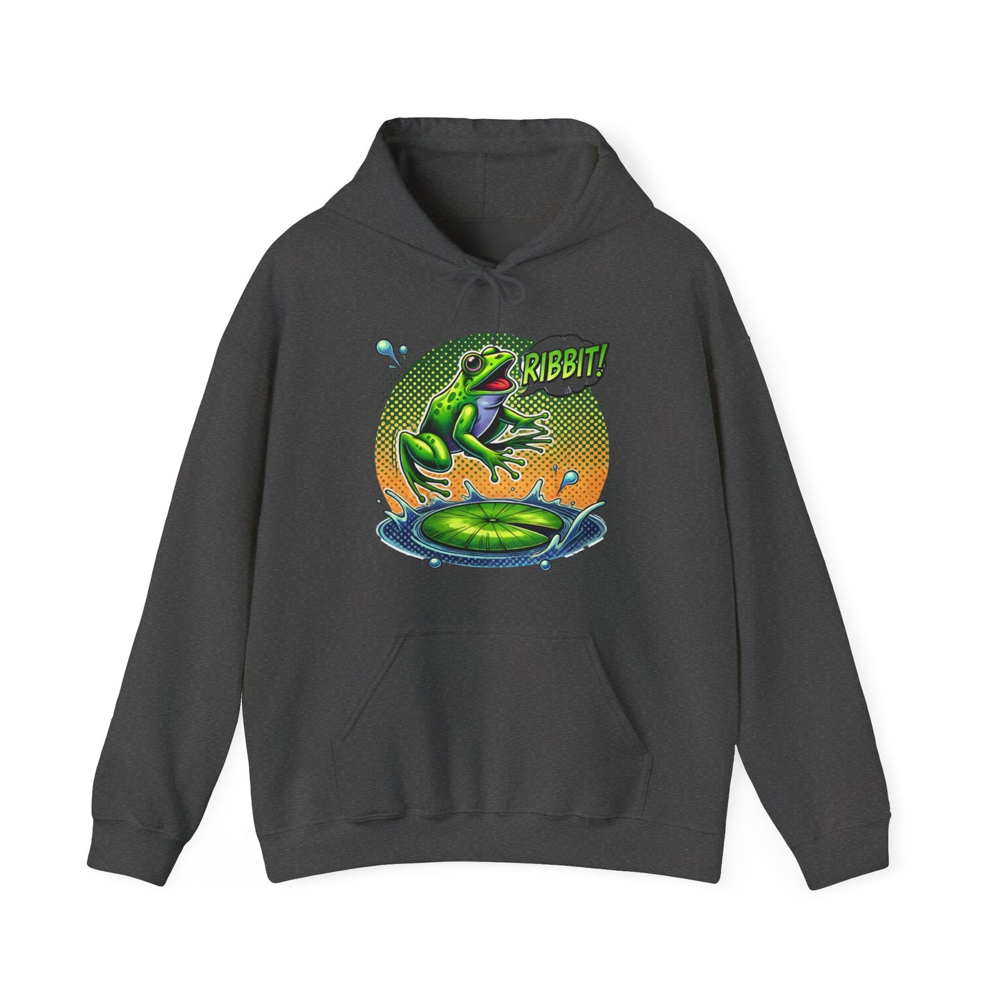 Frog Jump Hoodie – Retro Neon 'Ribbit' Graphic Sweatshirt