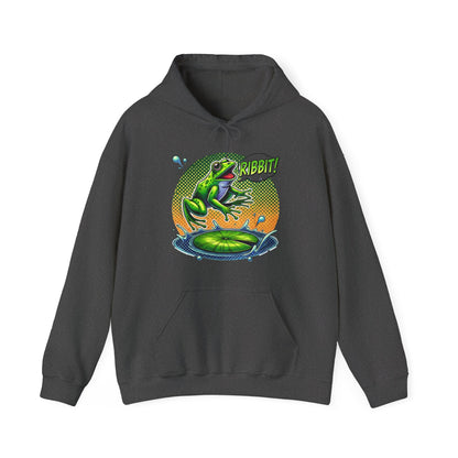 Frog Jump Hoodie – Retro Neon 'Ribbit' Graphic Sweatshirt