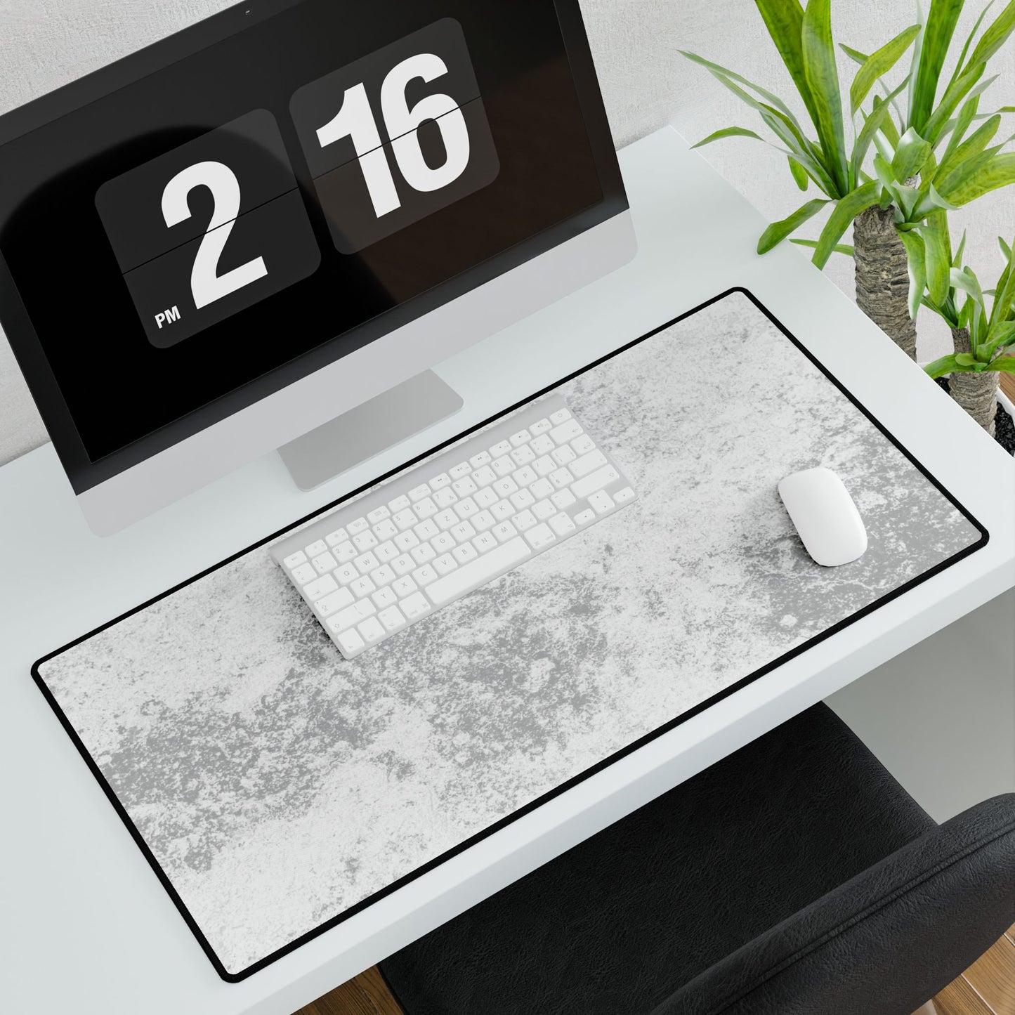 Marble Texture Desk Mat — Large Extended Mouse Pad, Gray White Office & Gaming Surface