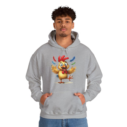 Cute Dancing Chicken Hoodie – Colorful Rooster Cartoon Pullover