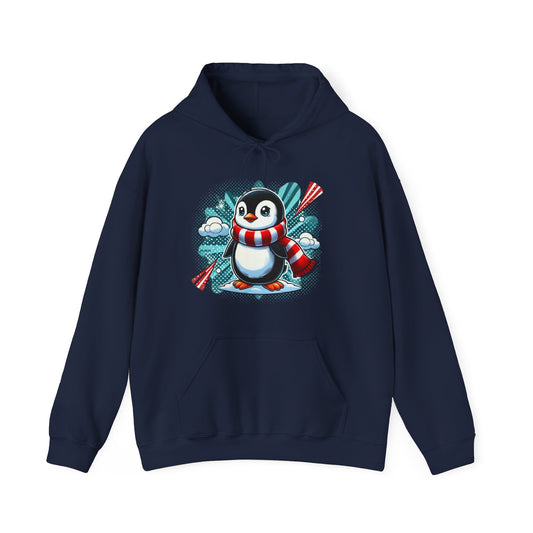 Penguin Winter Hoodie – Cute Scarf Penguin Snow Graphic Sweatshirt