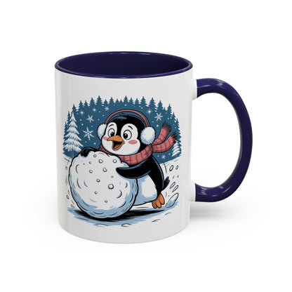 Cute Penguin Winter Mug Christmas Snowball Holiday Coffee Cup
