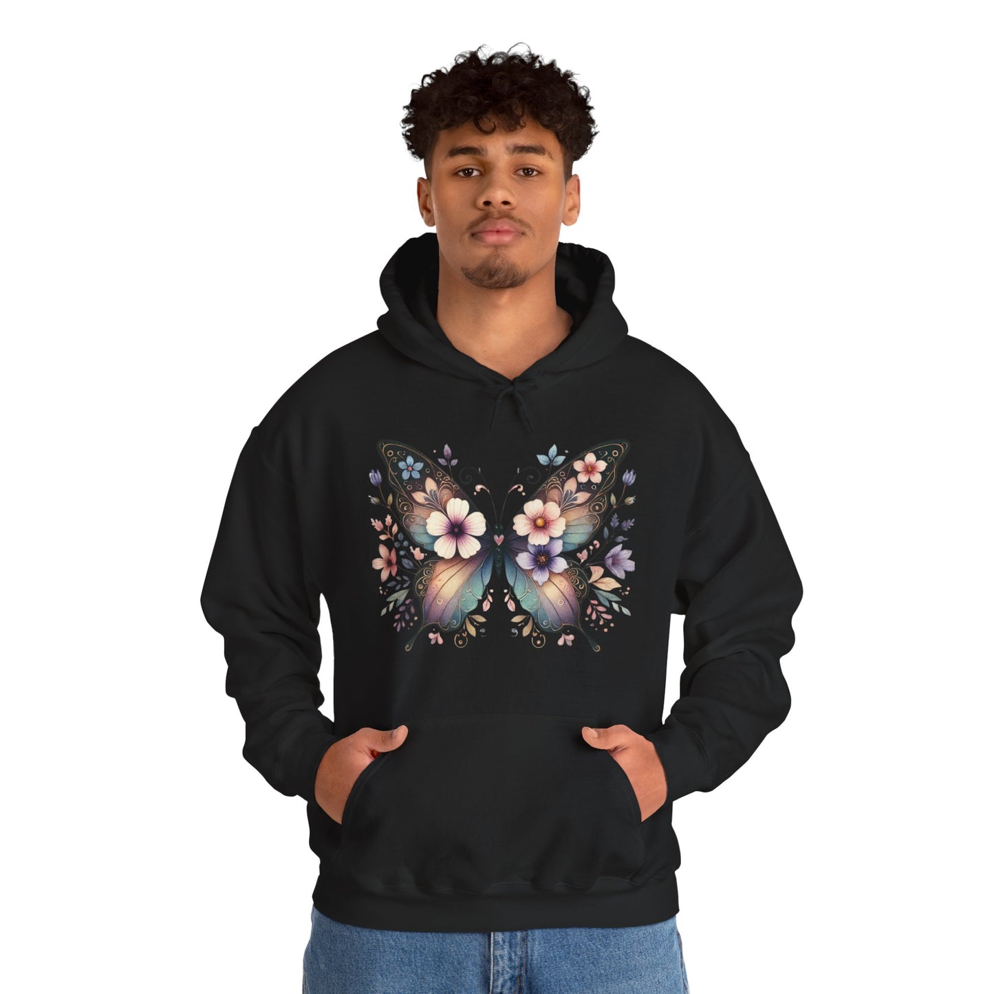 Butterfly Floral Hoodie — Women's Boho Butterfly Sweatshirt