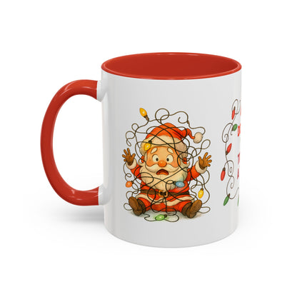 Don’t Get Your Tinsel in a Tangle – Funny Santa Christmas Mug, Holiday Lights Coffee Cup (11oz/15oz)