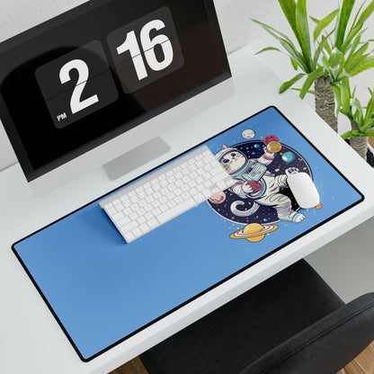 Space Cat Desk Mat — Large Gaming/Work Mousepad with Astronaut Cat Design