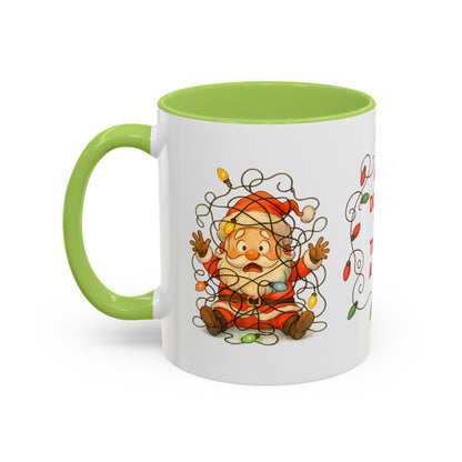 Don’t Get Your Tinsel in a Tangle – Funny Santa Christmas Mug, Holiday Lights Coffee Cup (11oz/15oz)