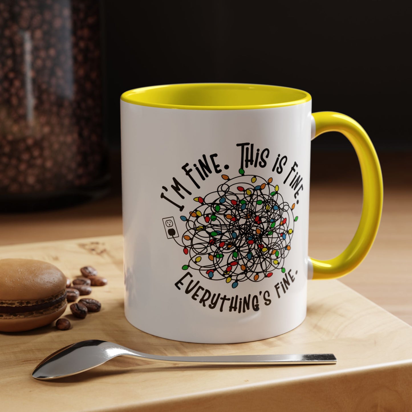 I'm Fine. This Is Fine. Everything's Fine Holiday Lights Humor Coffee Mug