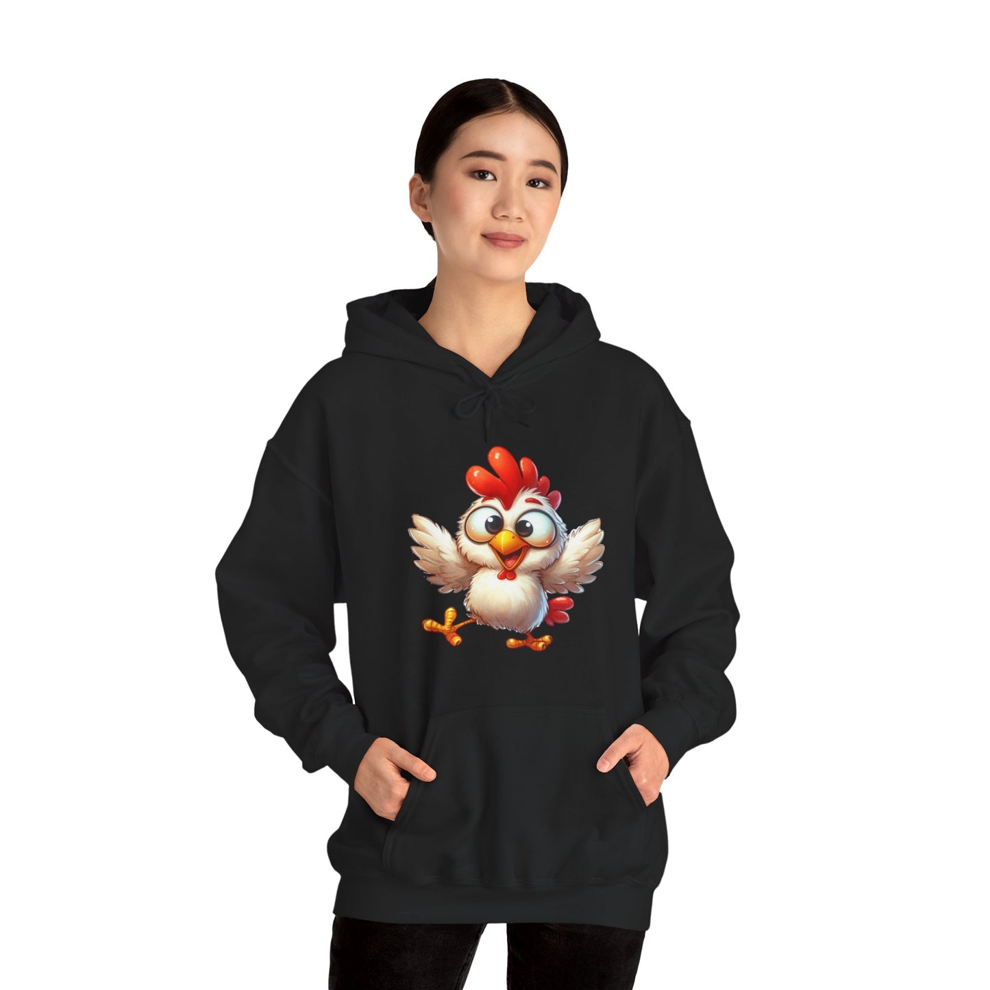 Cute Cartoon Chicken Hoodie — Playful Rooster Graphic Pullover