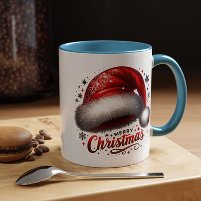 Merry Christmas Mug – Santa Hat Coffee Cup – Festive Holiday Red & White New Year Gift Mug
