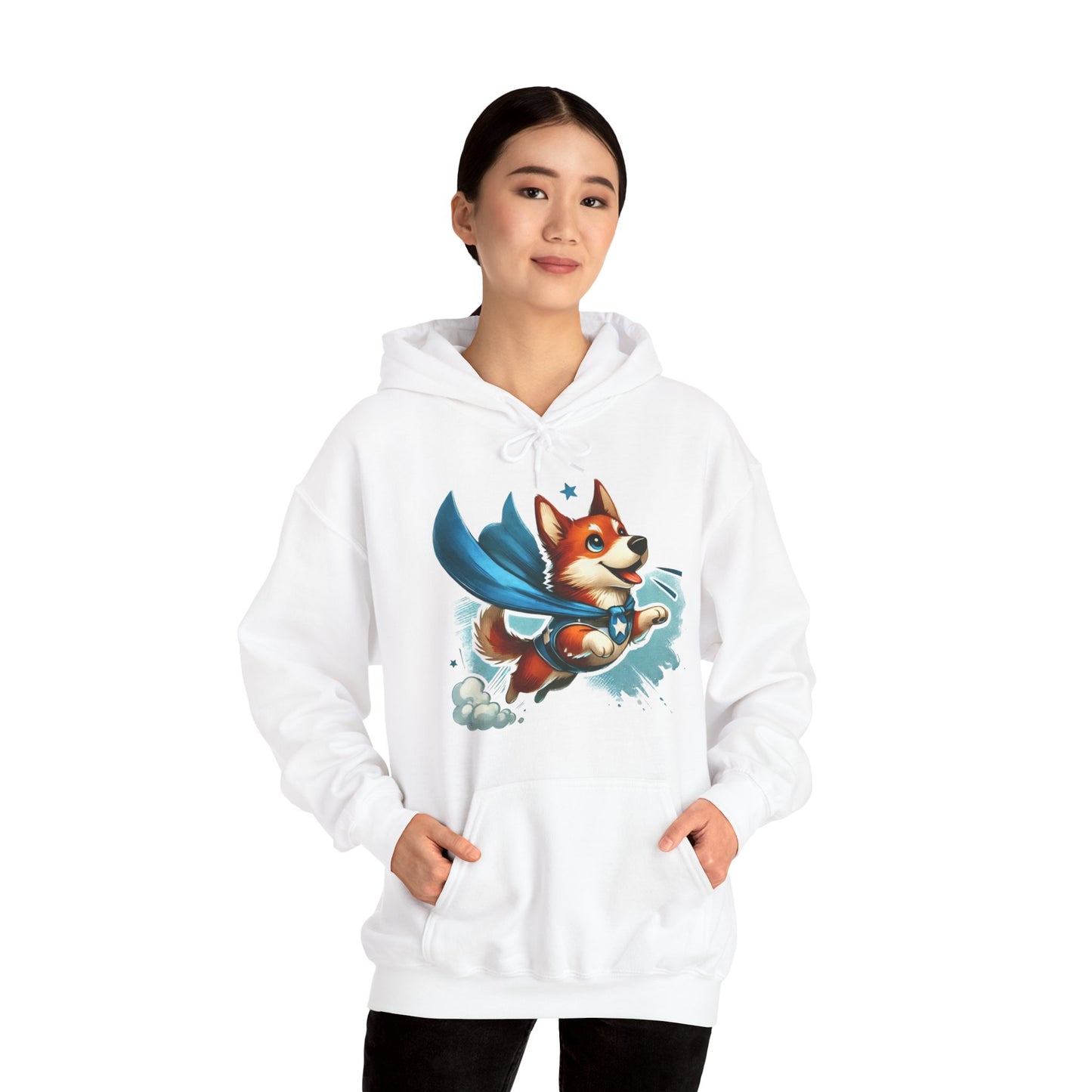 Superhero Corgi Hoodie — Cute Flying Dog Graphic Sweatshirt