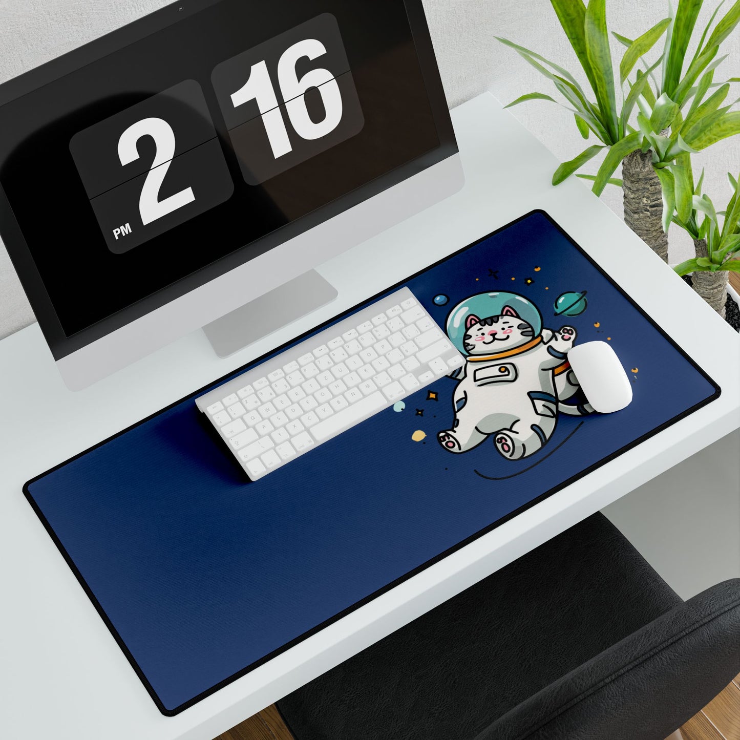 Space Cat Desk Mat — Cute Astronaut Cat Gaming Mouse Pad