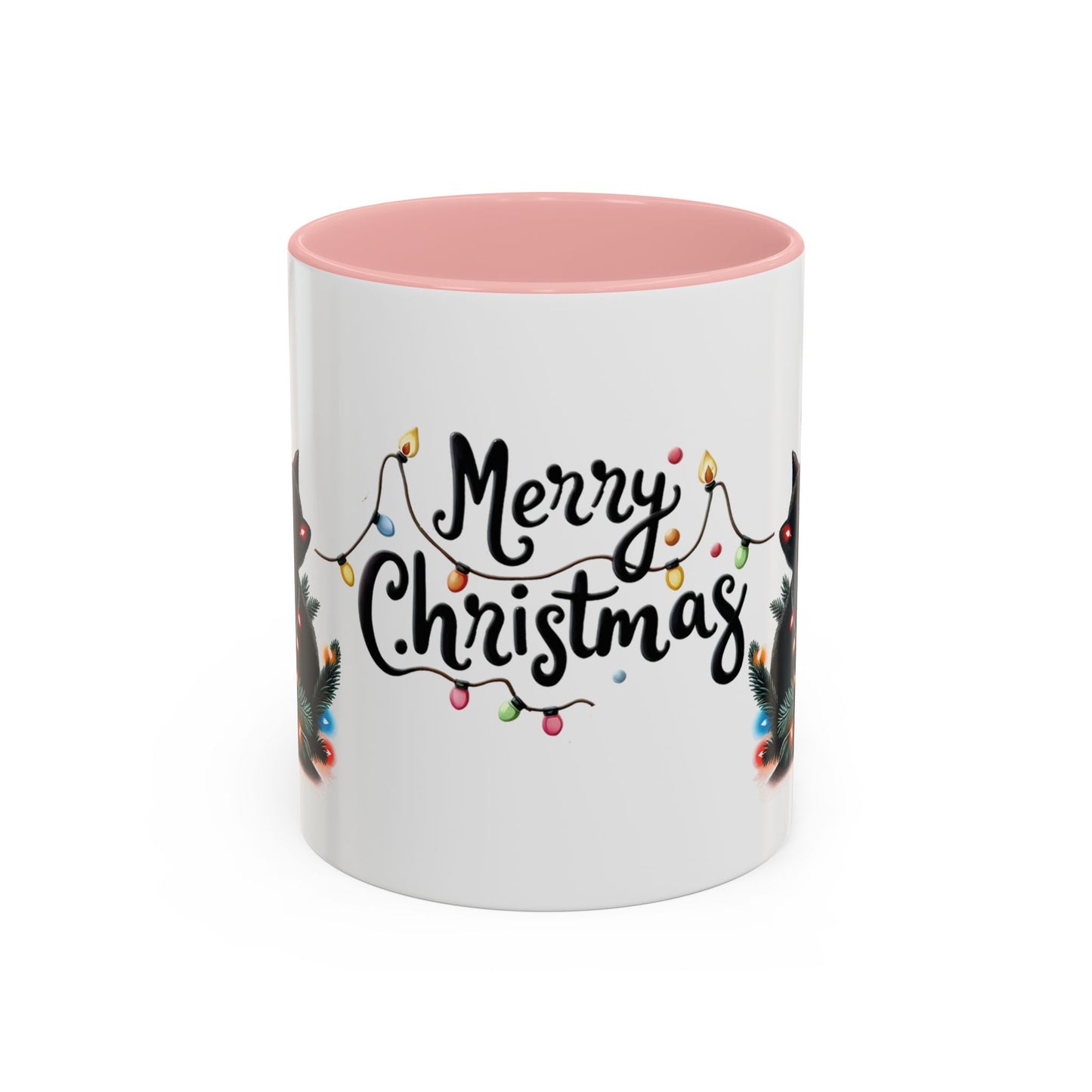 Cute Black Cat Christmas Lights Mug – Festive Holiday Coffee Cup Gift