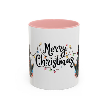 Cute Black Cat Christmas Lights Mug – Festive Holiday Coffee Cup Gift
