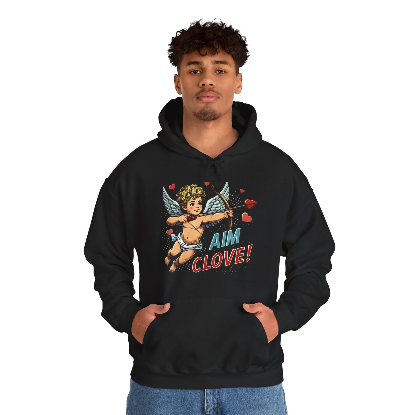 Cupid Graphic Hoodie - 'Aim Clove!' Vintage Valentine Cherub Sweatshirt
