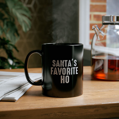 Santa’s Favorite Ho Black Mug — Funny Christmas Coffee Cup (11oz & 15oz)