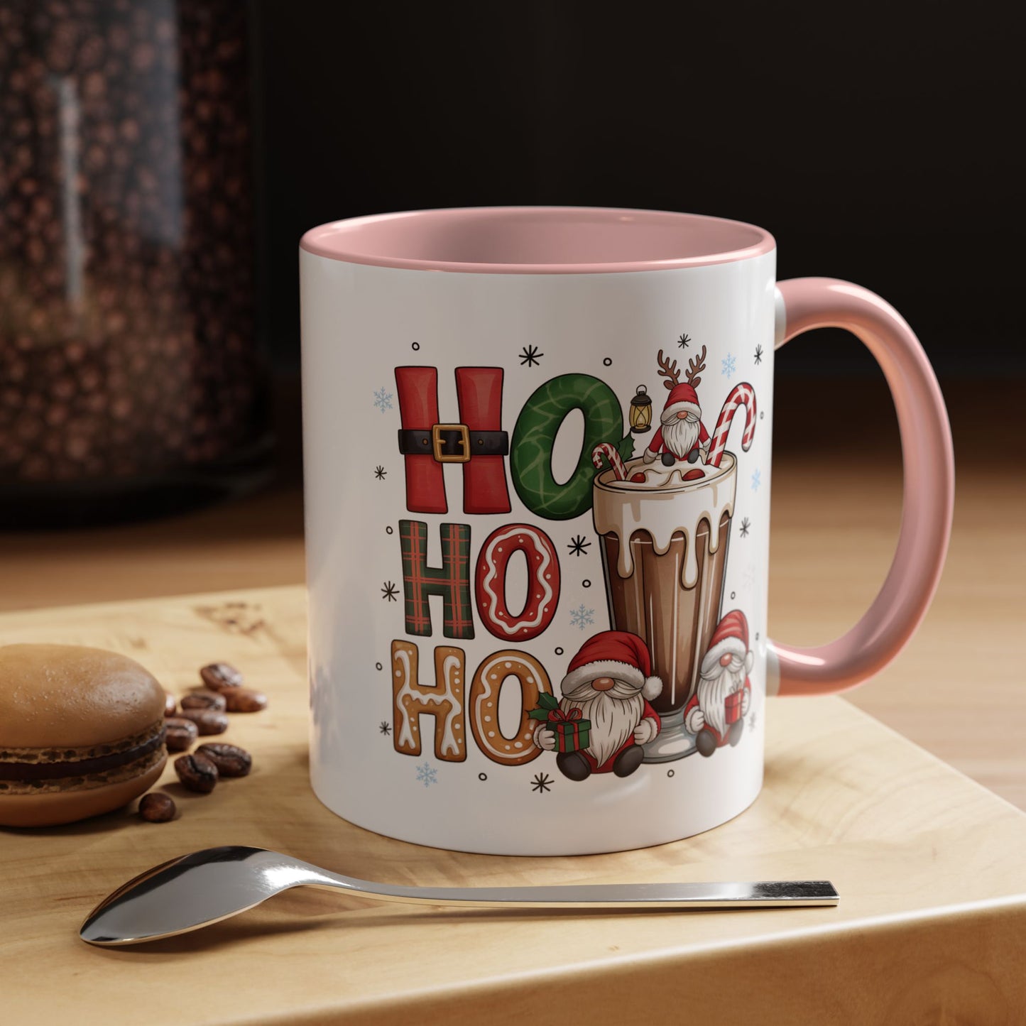 Ho Ho Ho Christmas Coffee Mug — Festive Santa Gnomes Hot Cocoa Accent Mug (11/15oz)