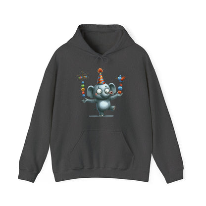 Elephant Birthday Party Hoodie — Cute Juggling Elephant Kids Graphic Hoodie