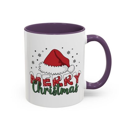 Merry Christmas Accent Coffee Mug — Holiday Santa Hat 11/15oz