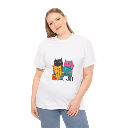 Band Cats T-Shirt – Colorful Cat Music Graphic Tee