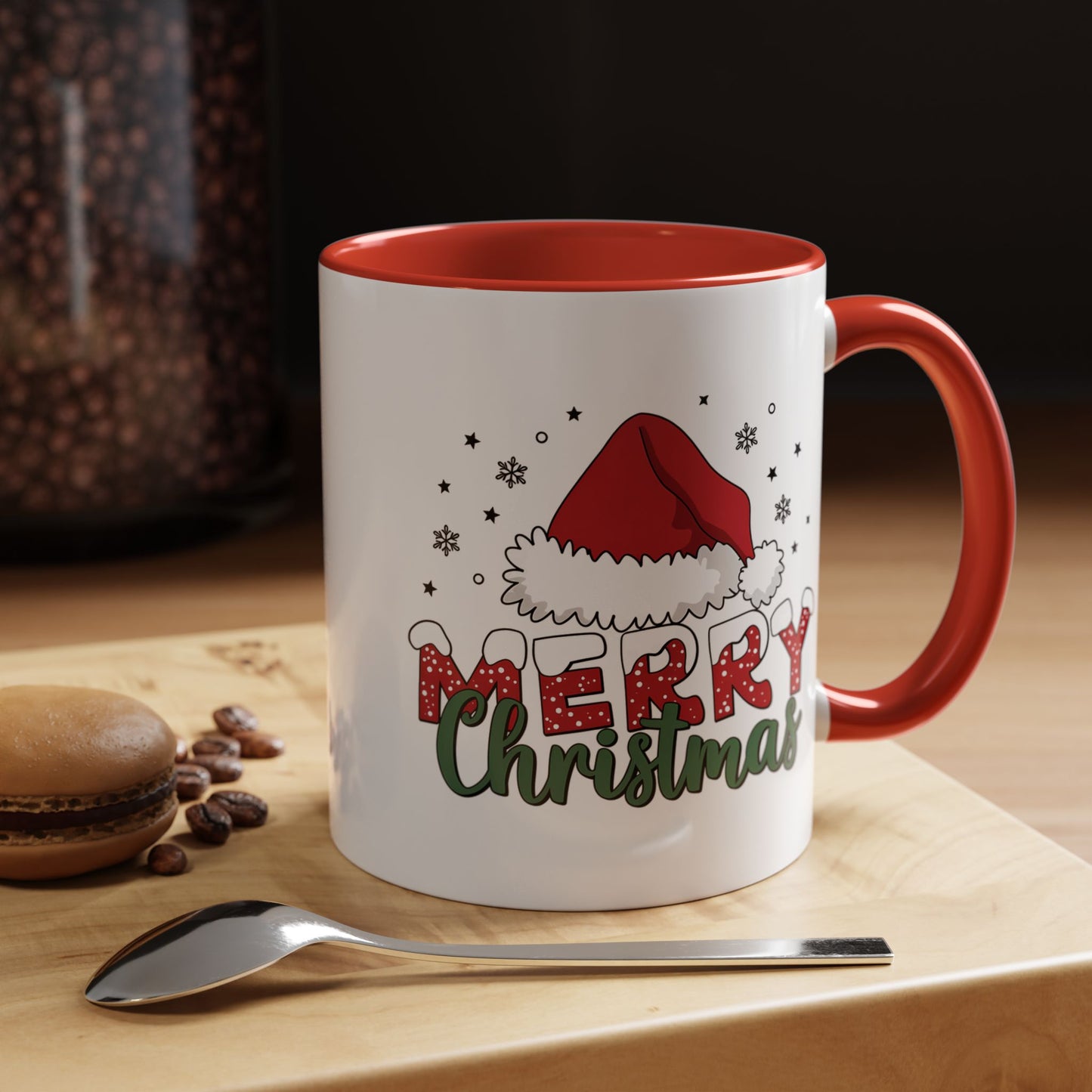 Merry Christmas Accent Coffee Mug — Holiday Santa Hat 11/15oz
