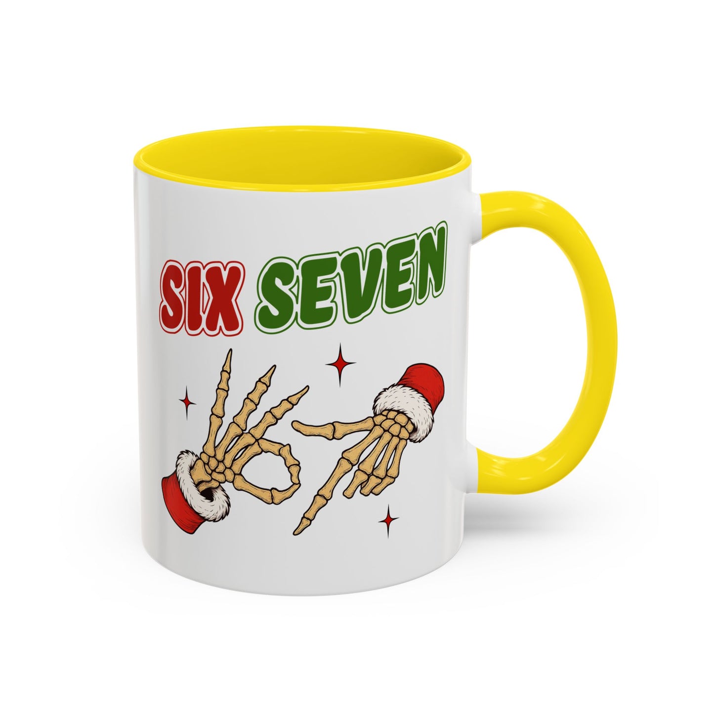 Six Seven Holiday Accent Coffee Mug — Festive Skeleton Hand Christmas New Year Gift (11/15oz)