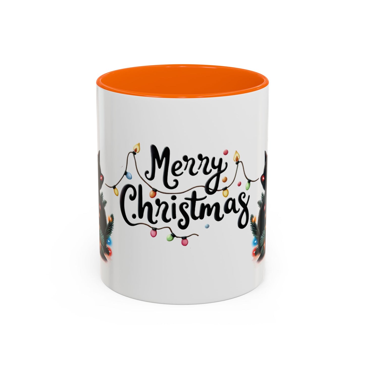Cute Black Cat Christmas Lights Mug – Festive Holiday Coffee Cup Gift