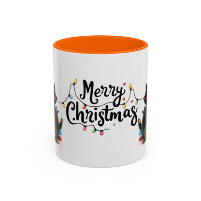 Cute Black Cat Christmas Lights Mug – Festive Holiday Coffee Cup Gift