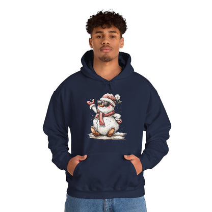 Snowman Holiday Hoodie — Cute Winter Snowman Wearing Scarf & Hat Sweatshirt