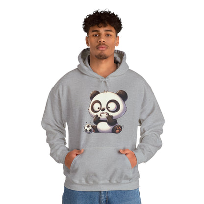 Cute Gamer Panda Hoodie – Adorable Panda Playing Video Games & Soccer Graphic Sweatshirt
